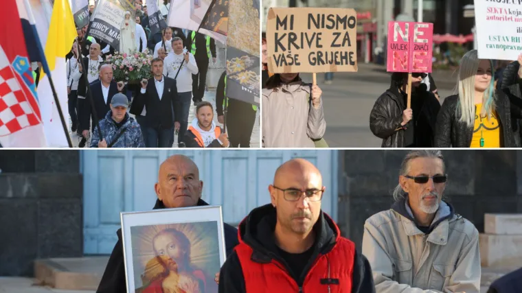 Mu&scaron;karci ponovno na koljenima diljem Hrvatske: U Zagrebu molitvu ometali prosvjednici