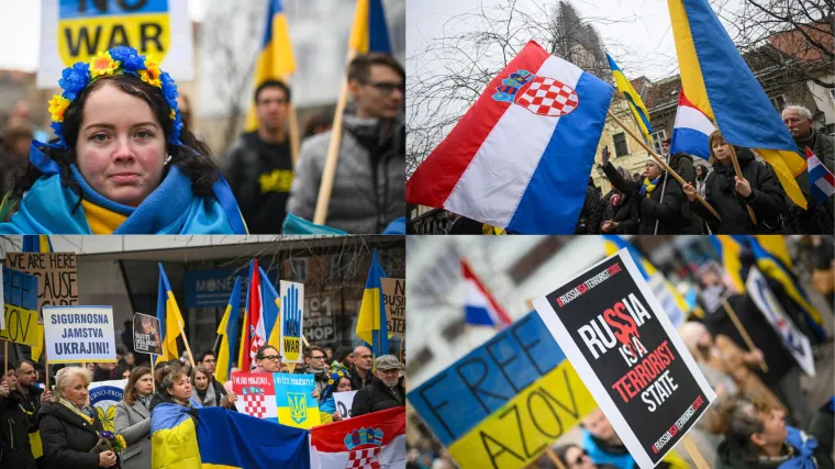 Transparenti i zastave u centru Zagreba: 'Danas Ukrajina, sutra Europa'